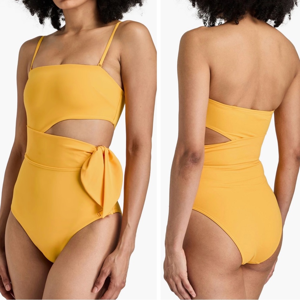 Zimmerman Knotted cutout bandeau swimsuit in saffron size 8 - Picture 1 of 16